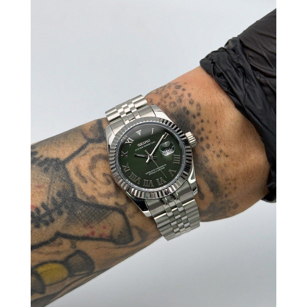 Custom Seiko Mod • Dark Green Roman DateJust • 31mm